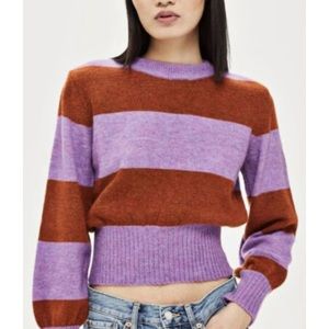 Topshop Striped Cropped Sweater